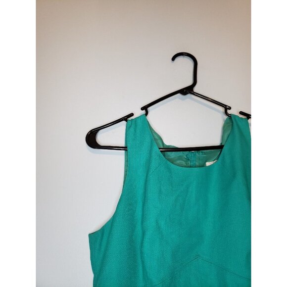 J Crew Womens 6 Pencil Dress Turquoise Green Sleeveless Round Neck M Zip Cotton - Picture 4 of 5